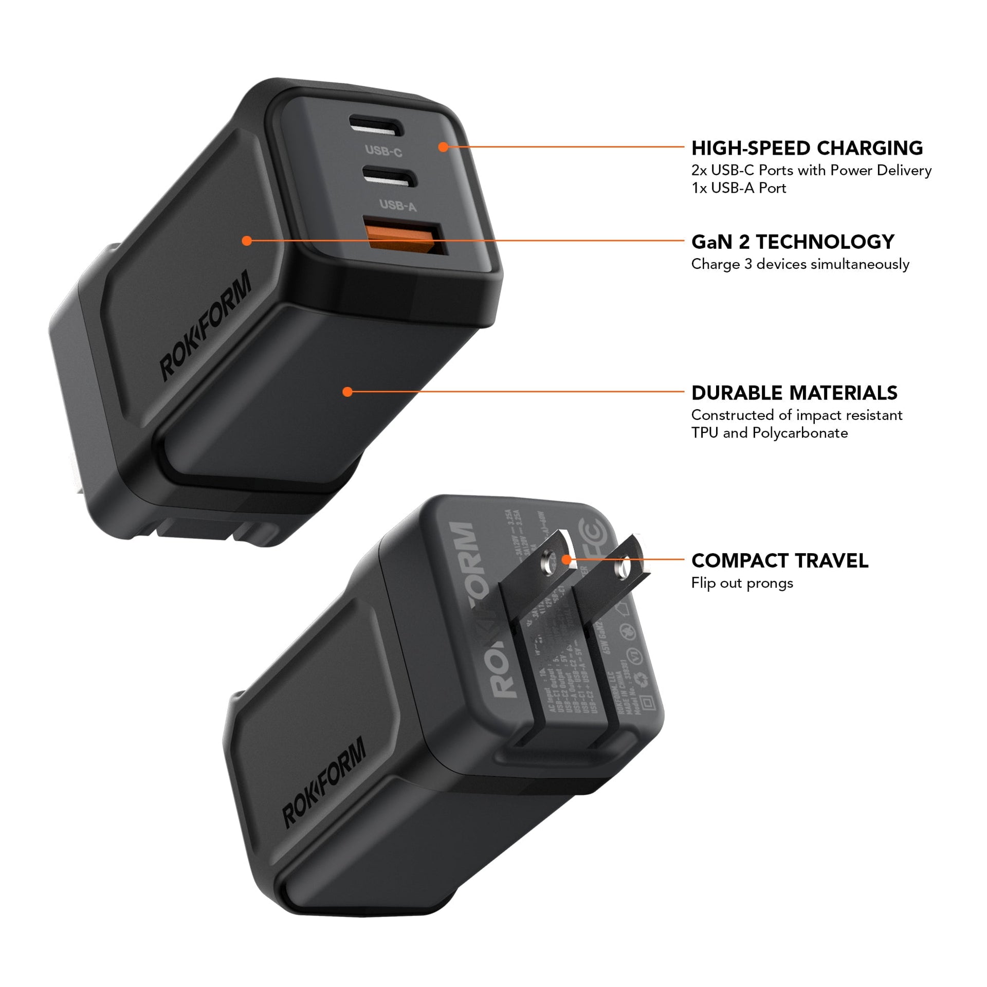 PowerTrip 65W 3-Port Power Adapter